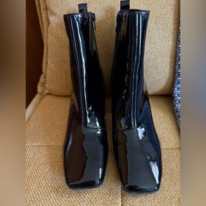 Nine West Glossy Black Ankle Booties